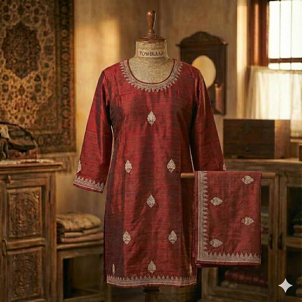 Royal Maroon Raw Silk Tilla Elegance