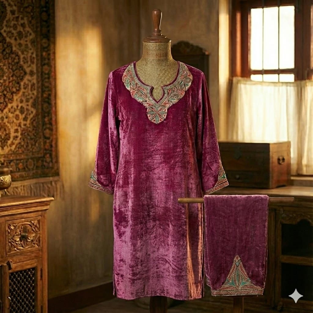 Silk Velvet Machine Tilla Suit